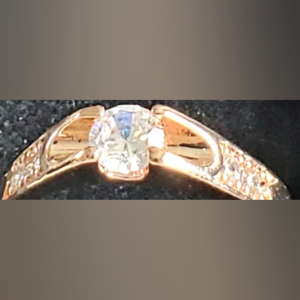 New R.G.F. 1 CT. ROSE GOLD FILLED SOLITAIRE RING - Picture 3 of 4